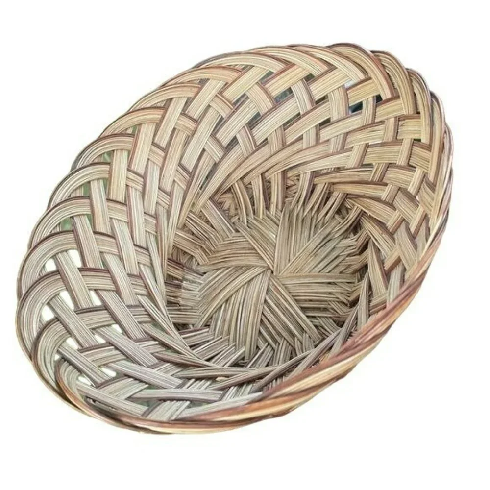 Farmhouse Handmade‎ Oval Woven Basket Bowl - Natural Materials Size 15x11.7x5.5